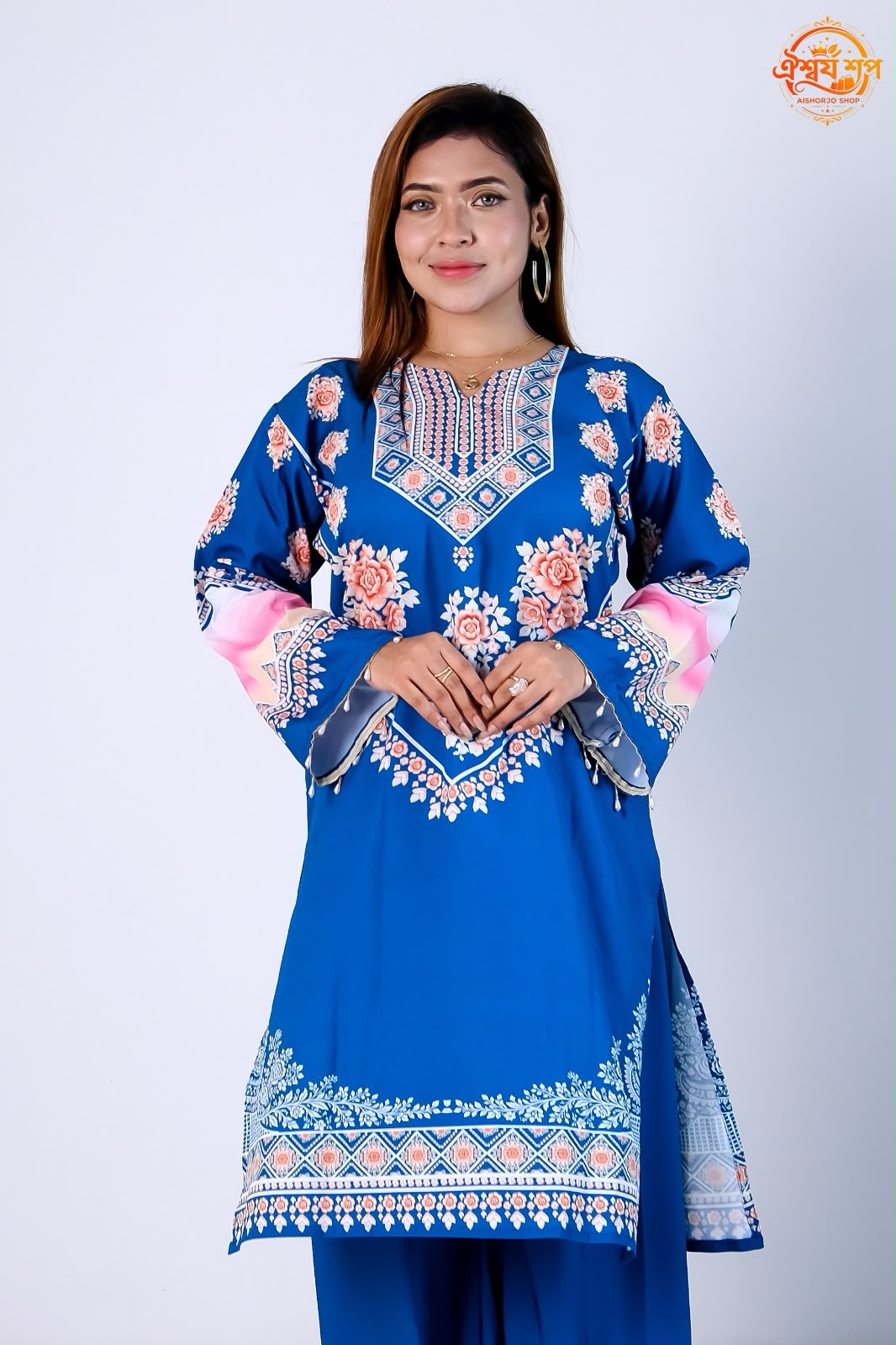 ফারসি ব্লাশ – সফট দুবাই সিল্ক পাকিস্তানি ইন্সপায়ার থ্রি-পিস - Blue